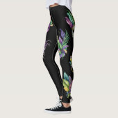 Mardi Gras Maskenmuster Blätter Wasserfarbe Leggings (Links)