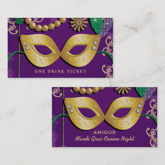 Mardi-Gras-Maskenparty-Getränketicket Visitenkarte
