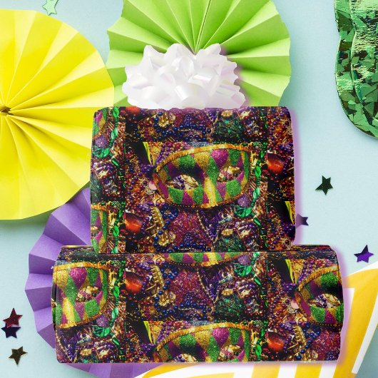 Mardi Gras Maskenperlen Grosses Karneval Geschenkpapier