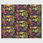 Mardi Gras Maskenperlen Grosses Karneval Geschenkpapier (Flach)