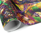 Mardi Gras Maskenperlen Grosses Karneval Geschenkpapier (Rolleneckpunkt)
