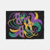 Mardi Gras Maskerade Maske Perlen Feder Karneval Fleecedecke (Vorderseite (Horizontal))