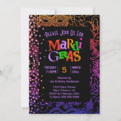Mardi Gras maskiert farbenfrohe Typografie Save th Einladung (Rückseite)