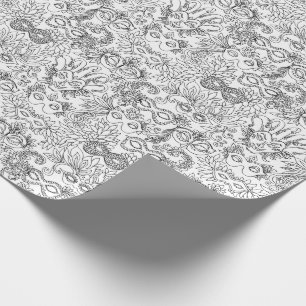 Mardi Gras maskiert Schwarz-weiße Farbe Ihre eige Geschenkpapier