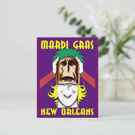 Mardi Gras Masking Postkarte (Stehend Vorderseite)