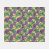 Mardi Gras Masks and Beads Doodle Art Style Fleecedecke (Vorderseite (Horizontal))