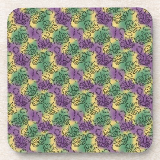 Mardi Gras Masks and Beads Doodle Art Style Getränkeuntersetzer (Vorderseite)