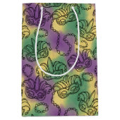 Mardi Gras Masks and Beads Doodle Art Style Mittlere Geschenktüte (Vorderseite)