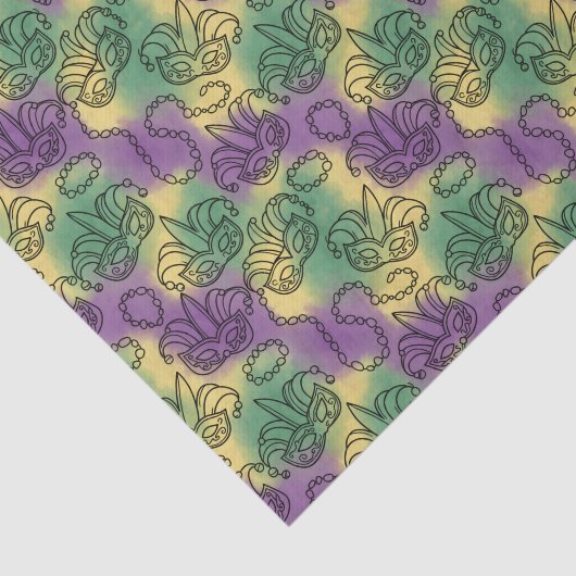 Mardi Gras Masks and Beads Doodle Art Style Seidenpapier (Ausschnitt)