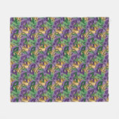 Mardi Gras Masks and Beads Purple Green Yellow Fleecedecke (Vorderseite (Horizontal))