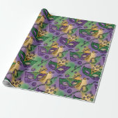 Mardi Gras Masks and Beads Purple Green Yellow Geschenkpapier (Ungerollt)