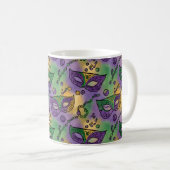 Mardi Gras Masks and Beads Purple Green Yellow Kaffeetasse (VorderseiteRechts)