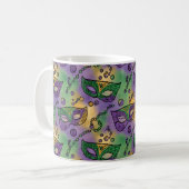 Mardi Gras Masks and Beads Purple Green Yellow Kaffeetasse (Vorderseite Links)