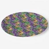 Mardi Gras Masks and Beads Purple Green Yellow Pappteller (Schrägansicht)