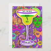 Mardi Gras Masks Farbeni Martini Save the Date Einladung (Vorderseite)