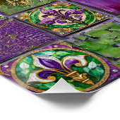 Mardi Gras Masks Feathers Lilie Tile Print Poster (Ecke)