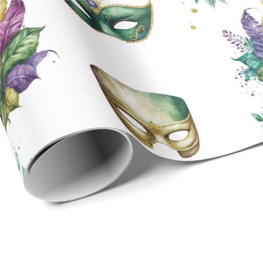 Mardi Gras Masks Geschenkpapier (Rolleneckpunkt)