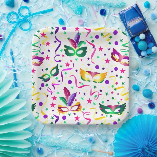 Mardi Gras Masks Pappteller (Party)