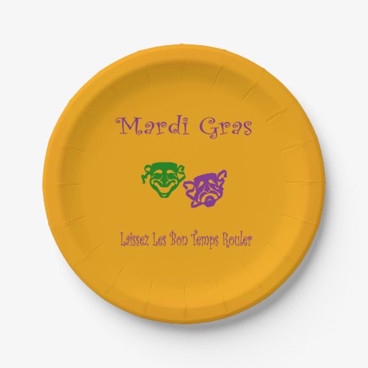 Mardi Gras Masks Rouler Pappteller (Vorderseite)