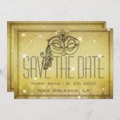 Mardi Gras Masquera Maske Gold Einladung (Vorne/Hinten)