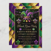 Mardi Gras Masquerade 16 . Geburtstag Einladung (Vorne/Hinten)