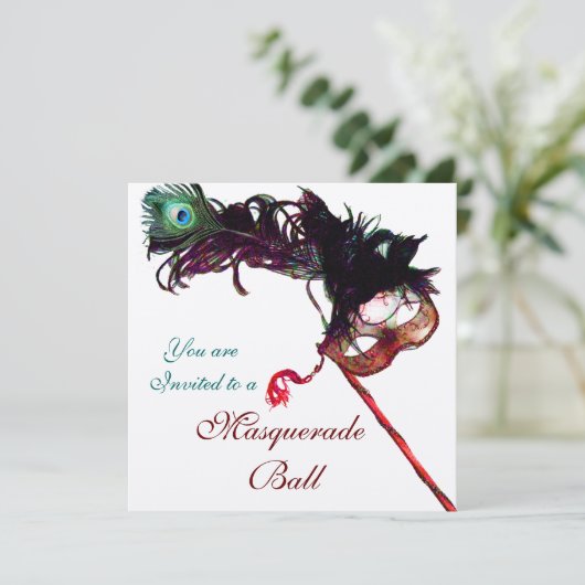 MARDI GRAS MASQUERADE BALL Champagne Schwarz Einladung (Stehend Vorderseite)