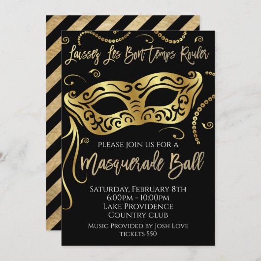 Mardi Gras Masquerade Ball Einladung (Vorne/Hinten)