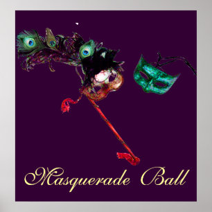 MARDI GRAS MASQUERADE BALL , Lila Poster