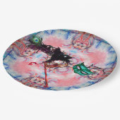 MARDI GRAS MASQUERADE BALL MASK Blau Pink Lila Pappteller (Schrägansicht)