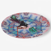 MARDI GRAS MASQUERADE BALL MASK Blau rosa lila Pappteller (Schrägansicht)