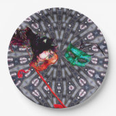 MARDI GRAS MASQUERADE BALL MASK Blau rosa lila Pappteller (Vorderseite)