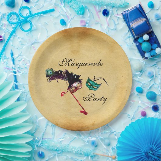 MARDI GRAS MASQUERADE BALL MASK Parchment Pappteller (Party)