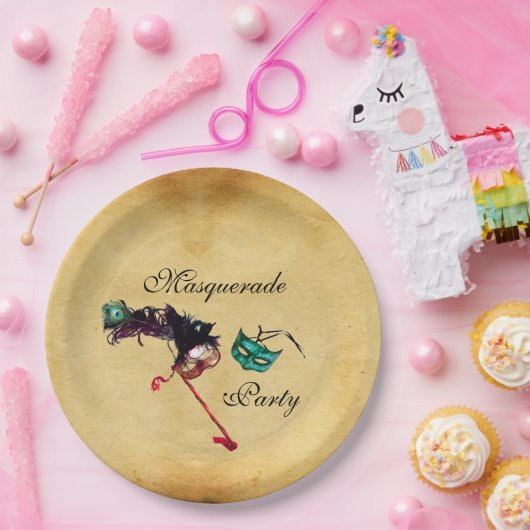 MARDI GRAS MASQUERADE BALL MASK Parchment Pappteller (Party)