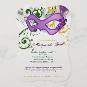 Mardi Gras Masquerade Ball Maskenkostüm Halloween Einladung