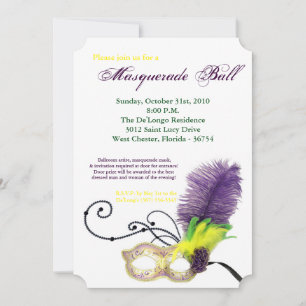 Mardi Gras Masquerade Ball Maskenkostüm Halloween Einladung