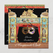MARDI GRAS MASQUERADE BALL MASKS THEATER BÜHNE EINLADUNG (Vorne/Hinten)
