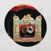 MARDI GRAS MASQUERADE BALL MASKS THEATER BÜHNE EINLADUNG (Vorne/Hinten)