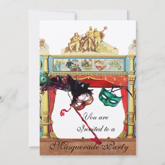 MARDI GRAS MASQUERADE BALL MASKS THEATER BÜHNE EINLADUNG (Vorderseite)