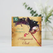 MARDI GRAS MASQUERADE BALL Perchment Einladung (Stehend Vorderseite)