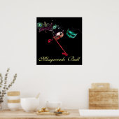 MARDI GRAS MASQUERADE BALL, schwarz Poster (Küche)