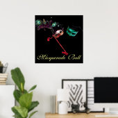 MARDI GRAS MASQUERADE BALL, schwarz Poster (Heimbüro)