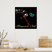 MARDI GRAS MASQUERADE BALL, schwarz Poster (Küche)