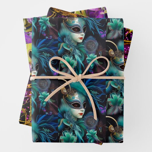 Mardi Gras Masquerade Collection Geschenkpapier Set (Beispiel)