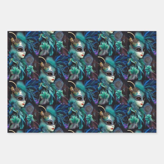 Mardi Gras Masquerade Collection Geschenkpapier Set (Vorderseite)