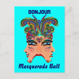Mardi Gras Masquerade Comedy Drama View Hints Plak Einladungspostkarte