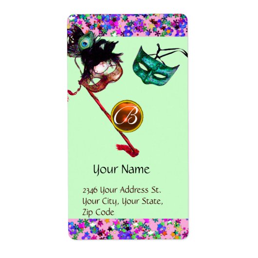 MARDI GRAS MASQUERADE Confetti-Edelstein-Monogramm (Vorne)