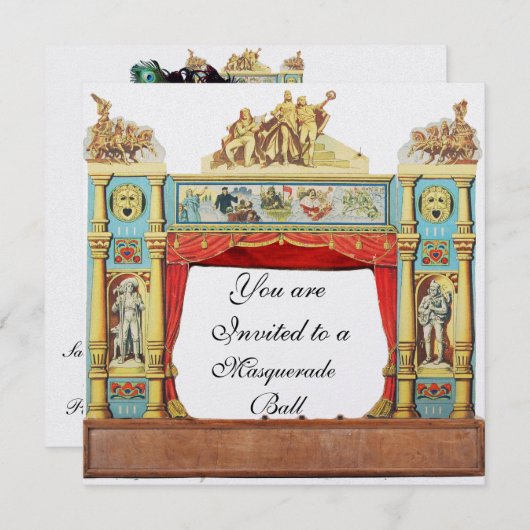 MARDI GRAS MASQUERADE COSTUME PARTY THEATER White Einladung (Vorne/Hinten)