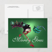 MARDI GRAS MASQUERADE Edelgrün Postkarte (Vorne/Hinten)