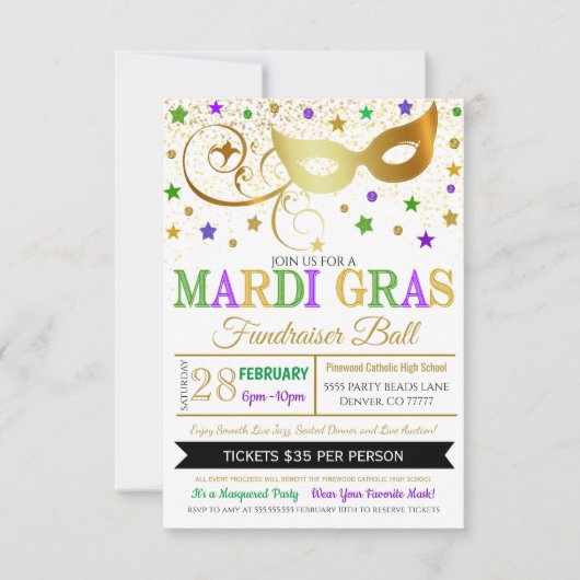 Mardi Gras Masquerade Event Einladung (Vorderseite)