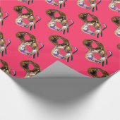 MARDI GRAS MASQUERADE fuchsia Geschenkpapier (Ecke)